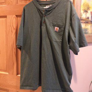 Carhartt Carpenter Style T-Shirt 3-Button Chest Pocket - Loose Fit - Green - XL